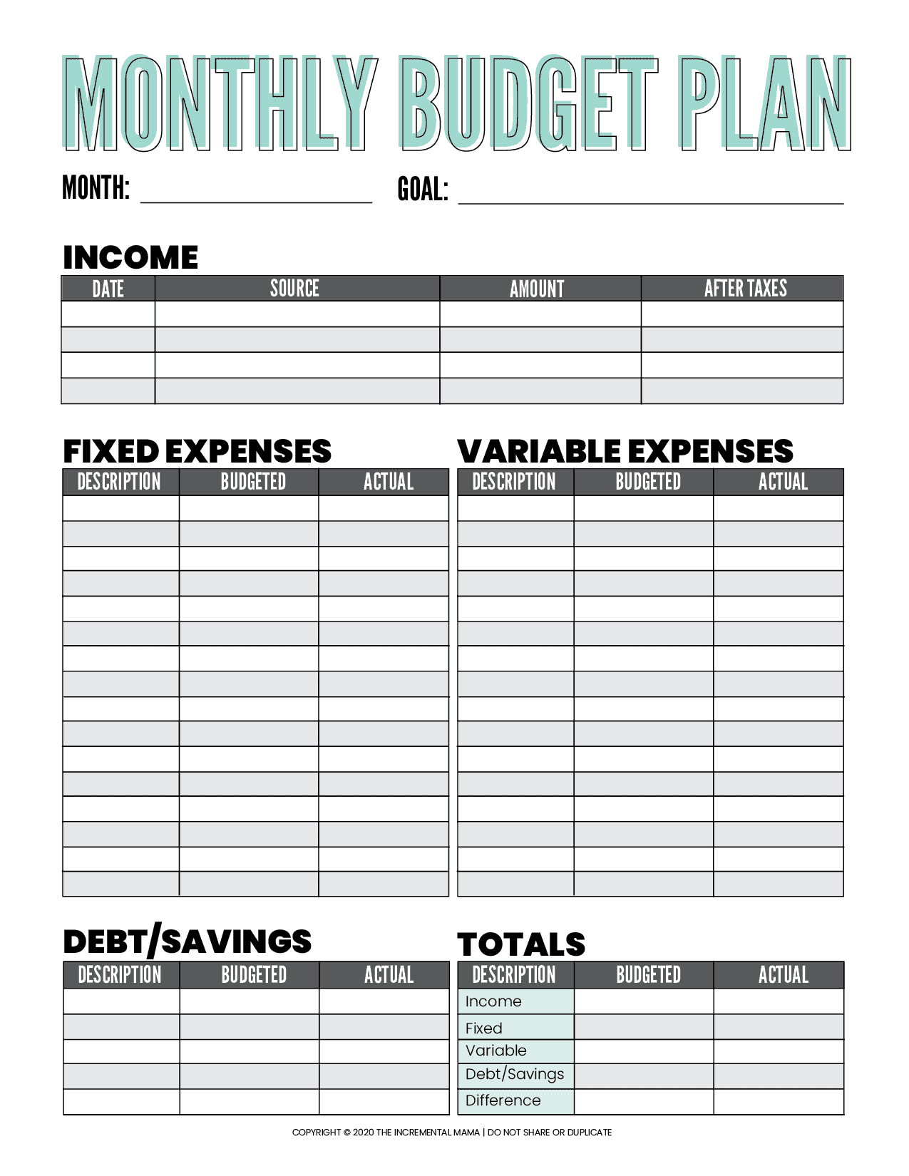 Free Blank Budget Worksheet Printables to Take Charge of Your Finances