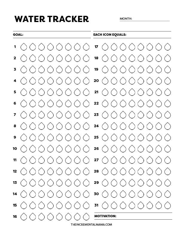 The Best 8 Free Monthly Water Tracker Printable PDFS