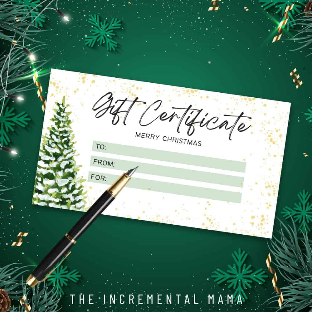 christmas tree gift certificate printable