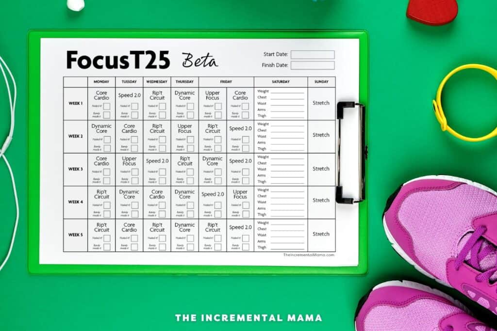 FREE Printable Focus T25 Calendar