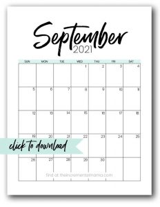 Free 2021 Monthly Calendar Printable PDFs - The Incremental Mama