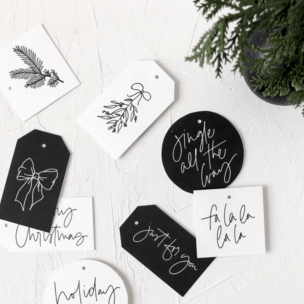 Personalized Printable Christmas Gift Tags, Simple Black and White Holiday  Gift Tags, Editable Christmas Gift Tags