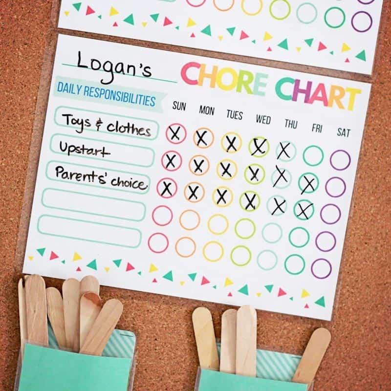 weekly chore chart editable