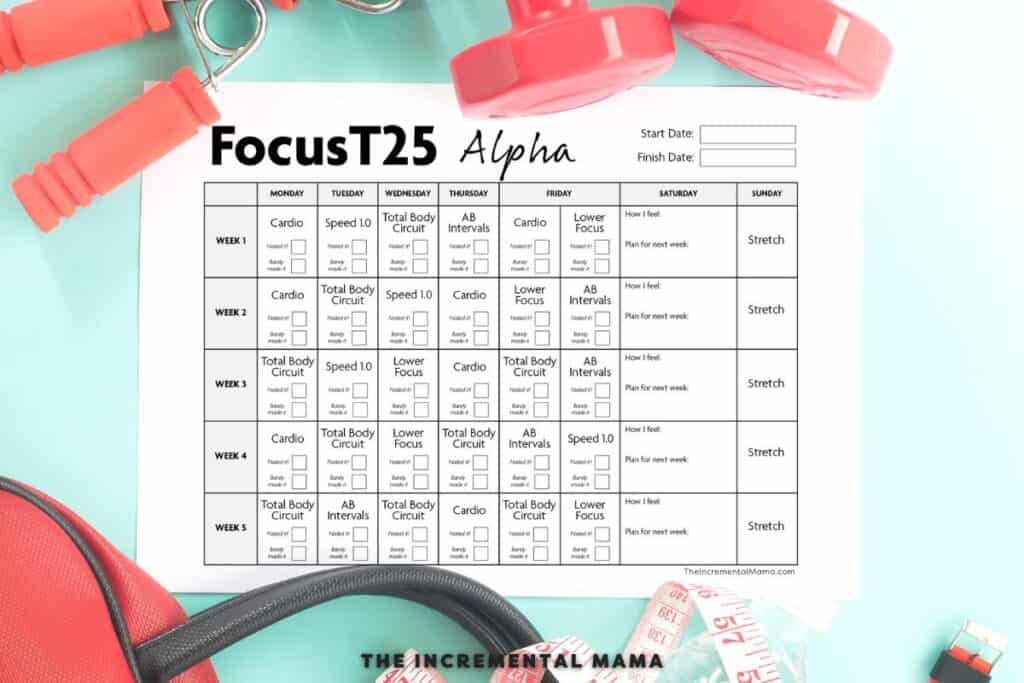 Free Printable Focus T25 Calendar (Alpha Beta Gamma)