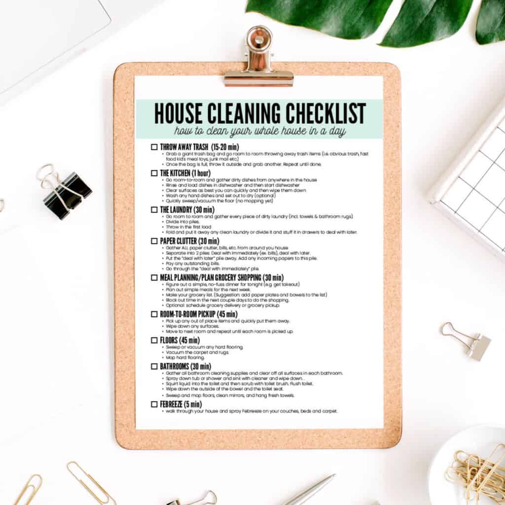 Clean Your House Fast - How to Clean Step By Step Tutorial & Printable