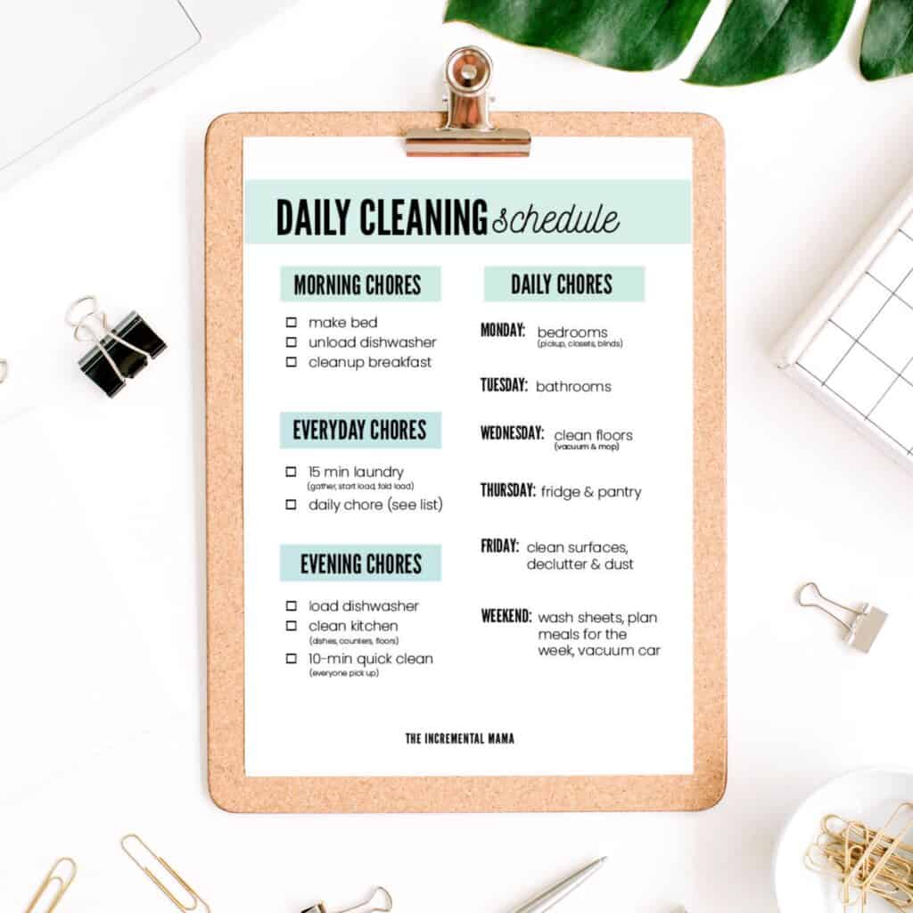 free printable weekly cleaning schedule