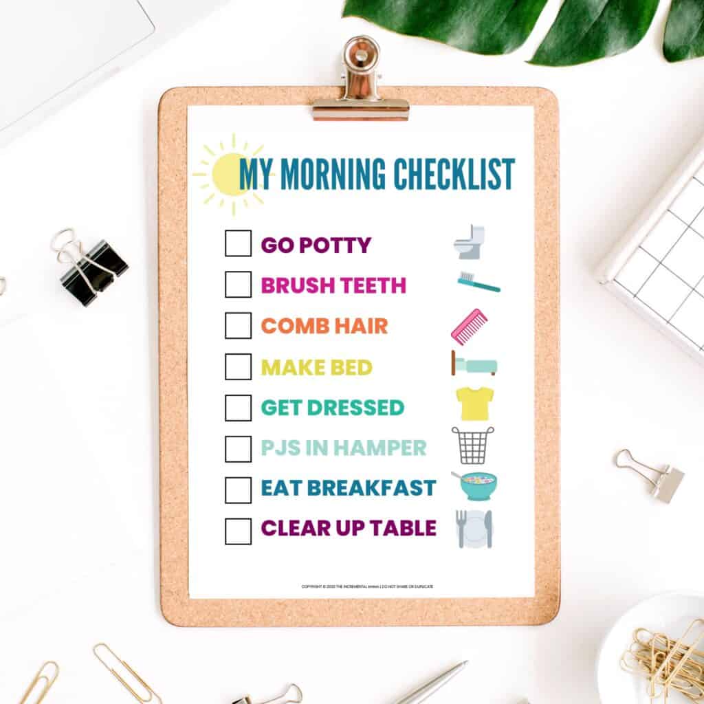 picture morning routine printable for toddlers