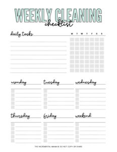 Free Weekly Cleaning Schedule & Checklist Printable - The Incremental Mama