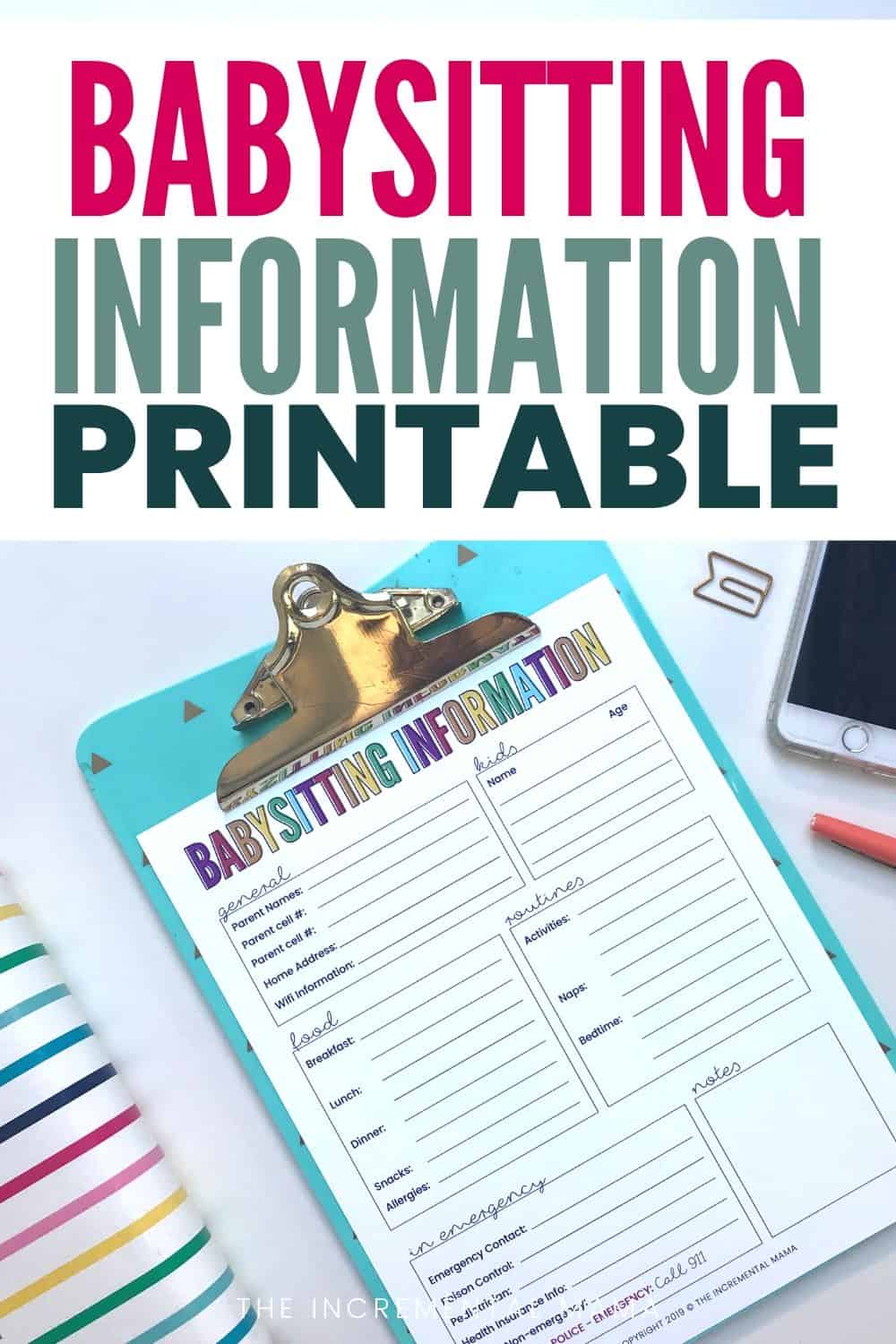 Free Printable Babysitting Information Sheet The Incremental Mama