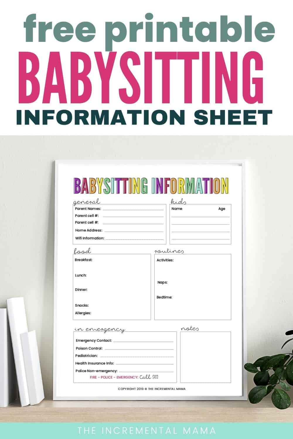 Free Printable Babysitting Information Sheet The Incremental Mama