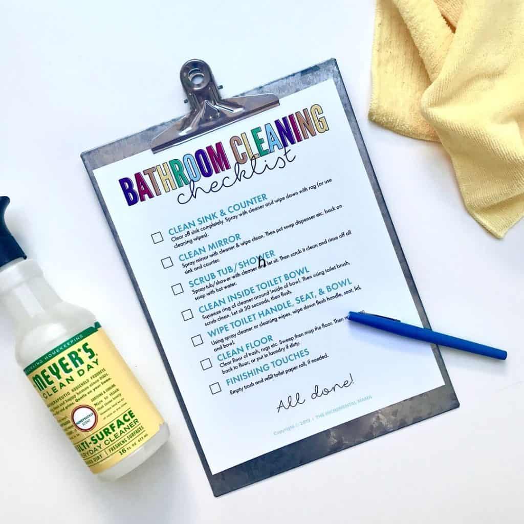 printable bathroom cleaning checklist for kids