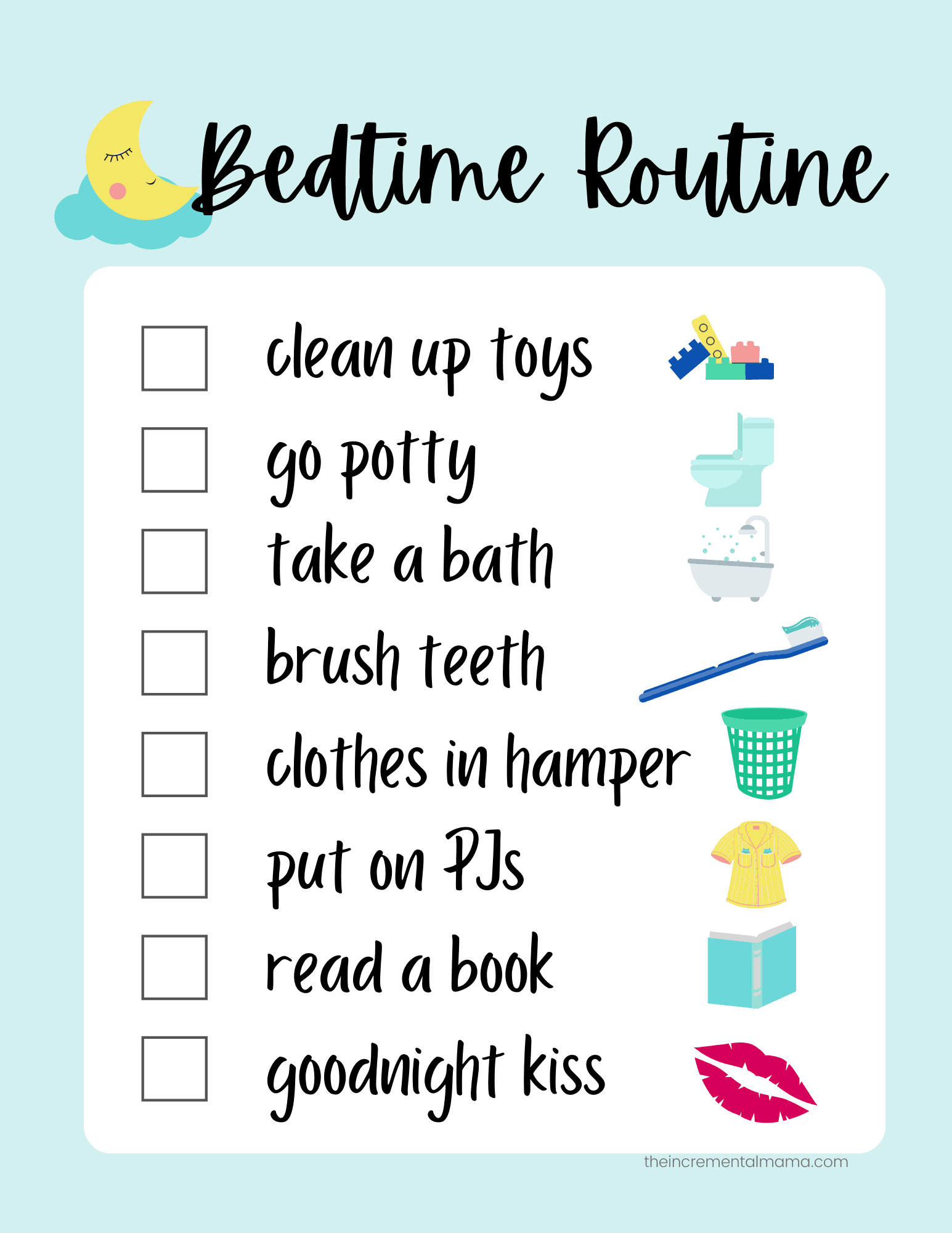 Bedtime Routine Checklist Printable