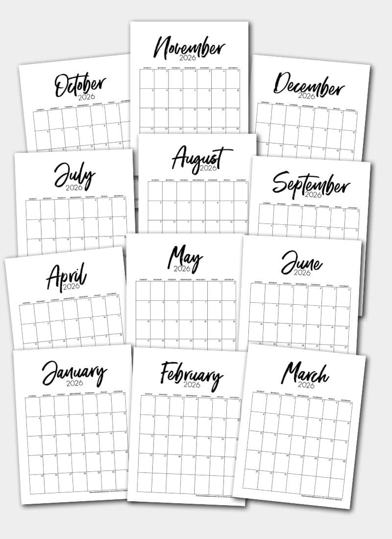 Free Printable 2026 Monthly Calendar Templates (4 Styles) - The ...