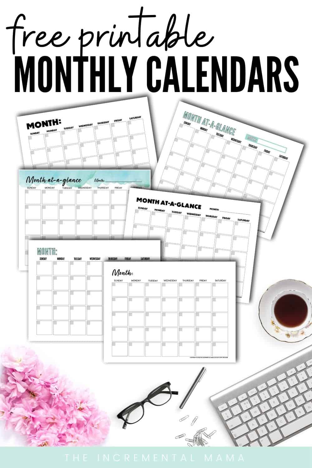 Free Blank Monthly Calendar Template PDF - The Incremental Mama