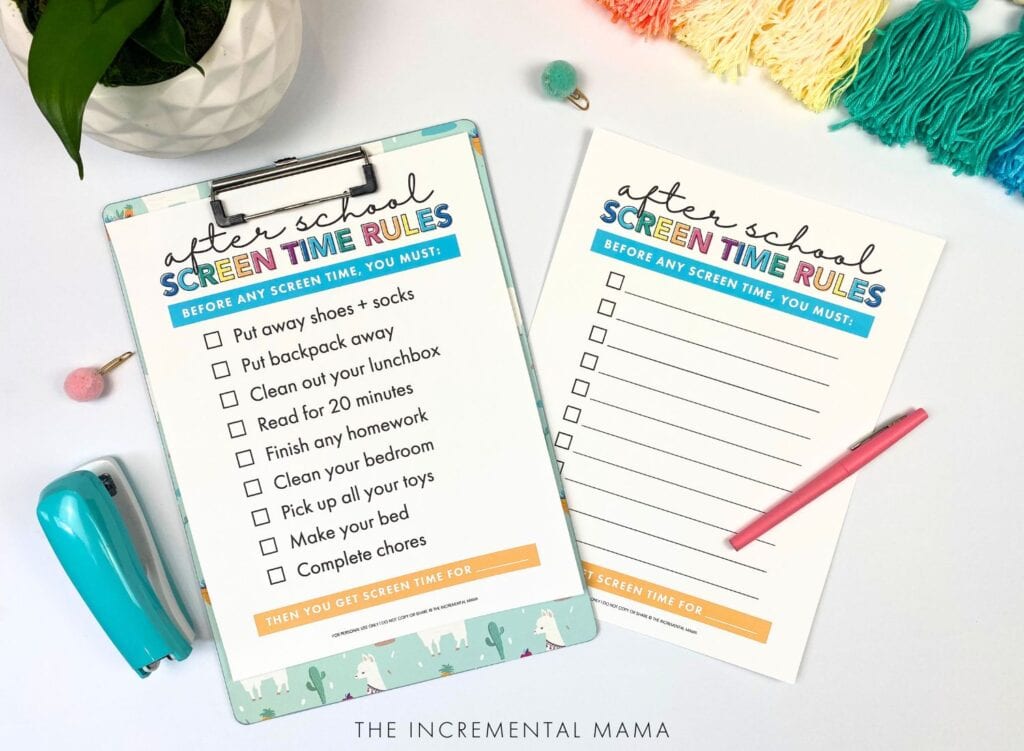 Free Printable Screen Time Checklist Bundle for Kids - The Incremental Mama