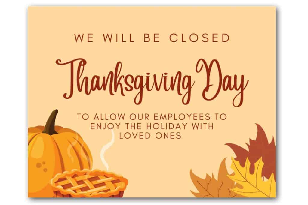 Free Printable Closed for Thanksgiving Signs (7 Templates) The