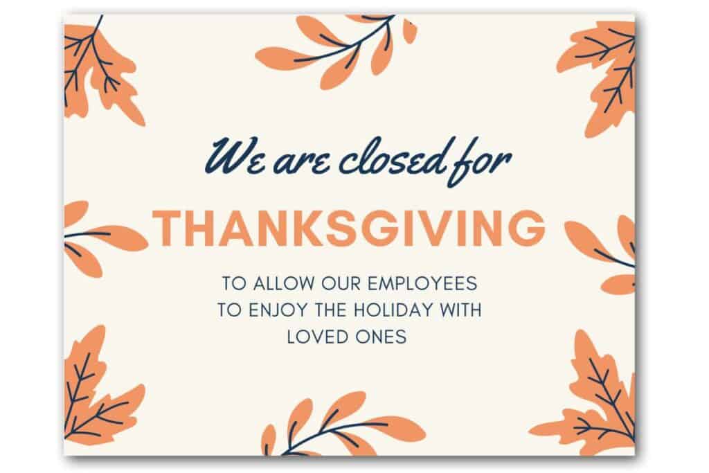 Free Printable Closed for Thanksgiving Signs (7 Templates) The