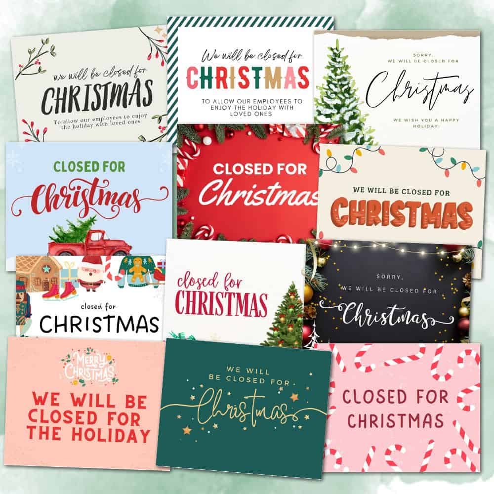 12 Free Printable Closed for Christmas Sign Templates - The Incremental