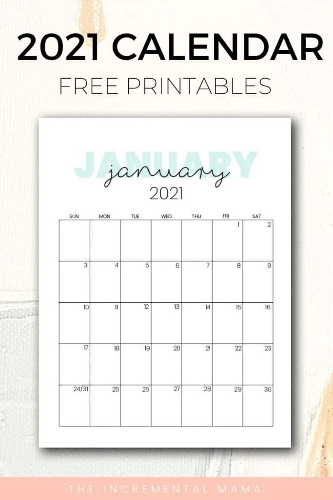 free printable january 2021 calendar