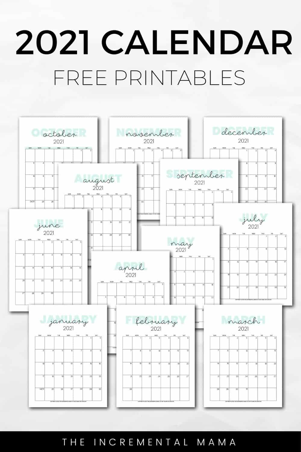 Cute 2021 Printable Calendar (12 Free Printables)