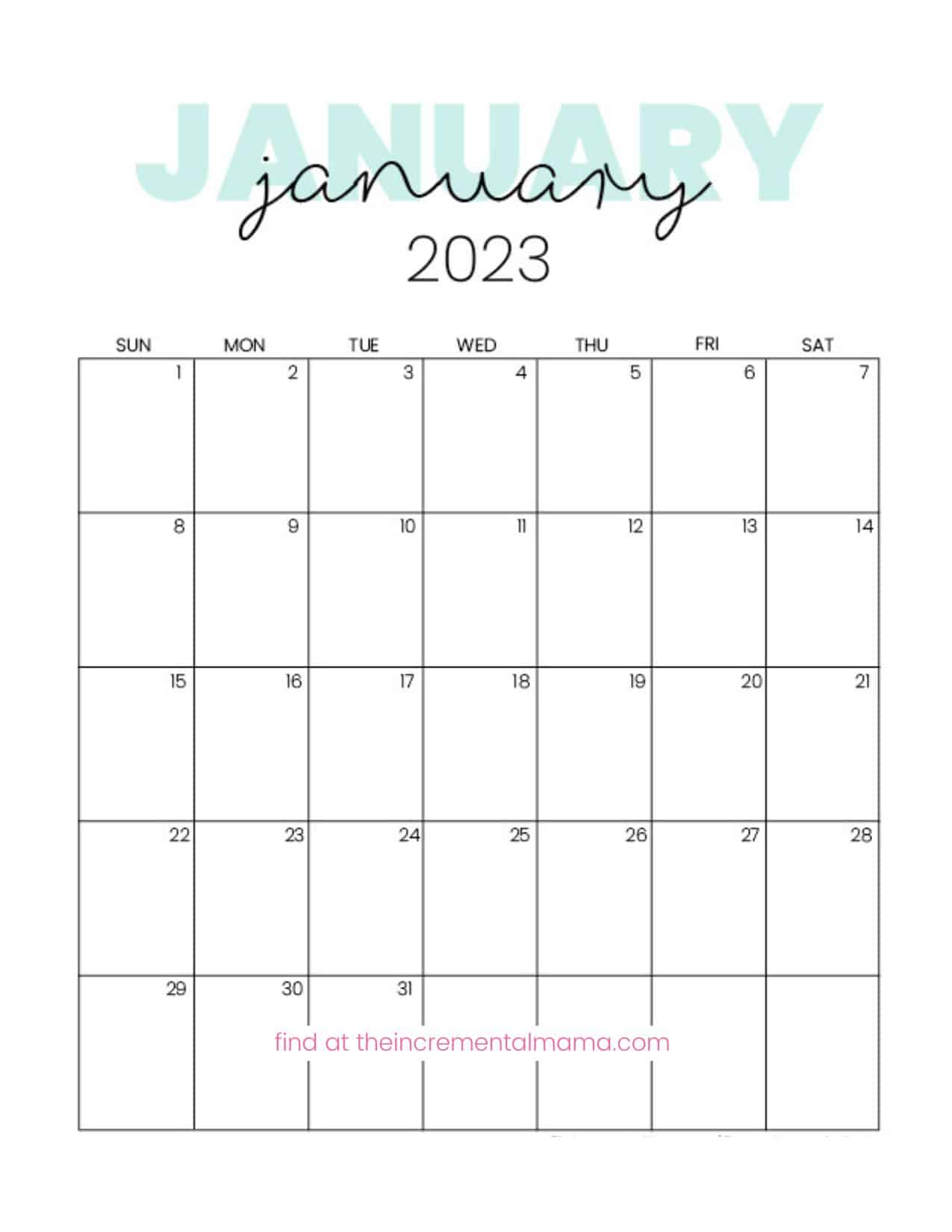 2023 Calendar Printable Free Cute