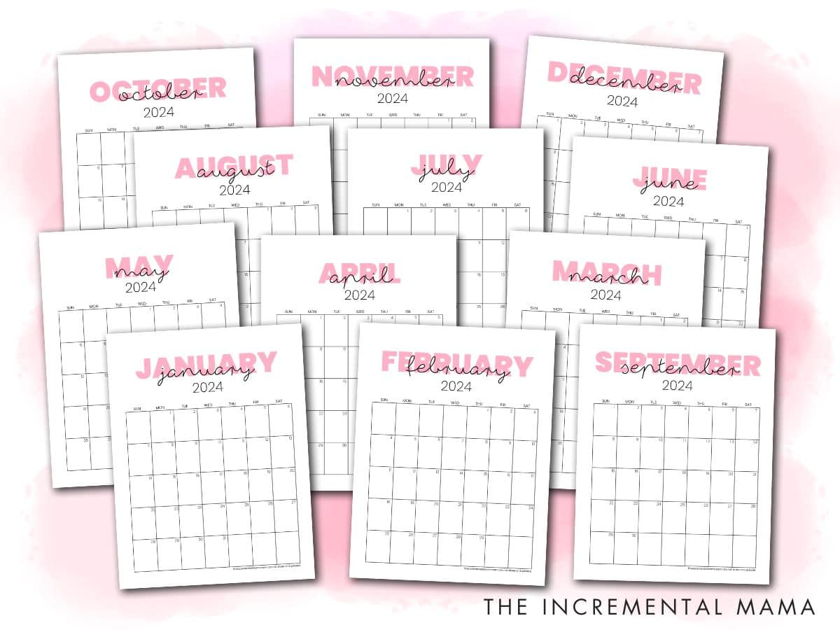 2024 Cute Calendar Templates to Organize Your Life The Incremental Mama