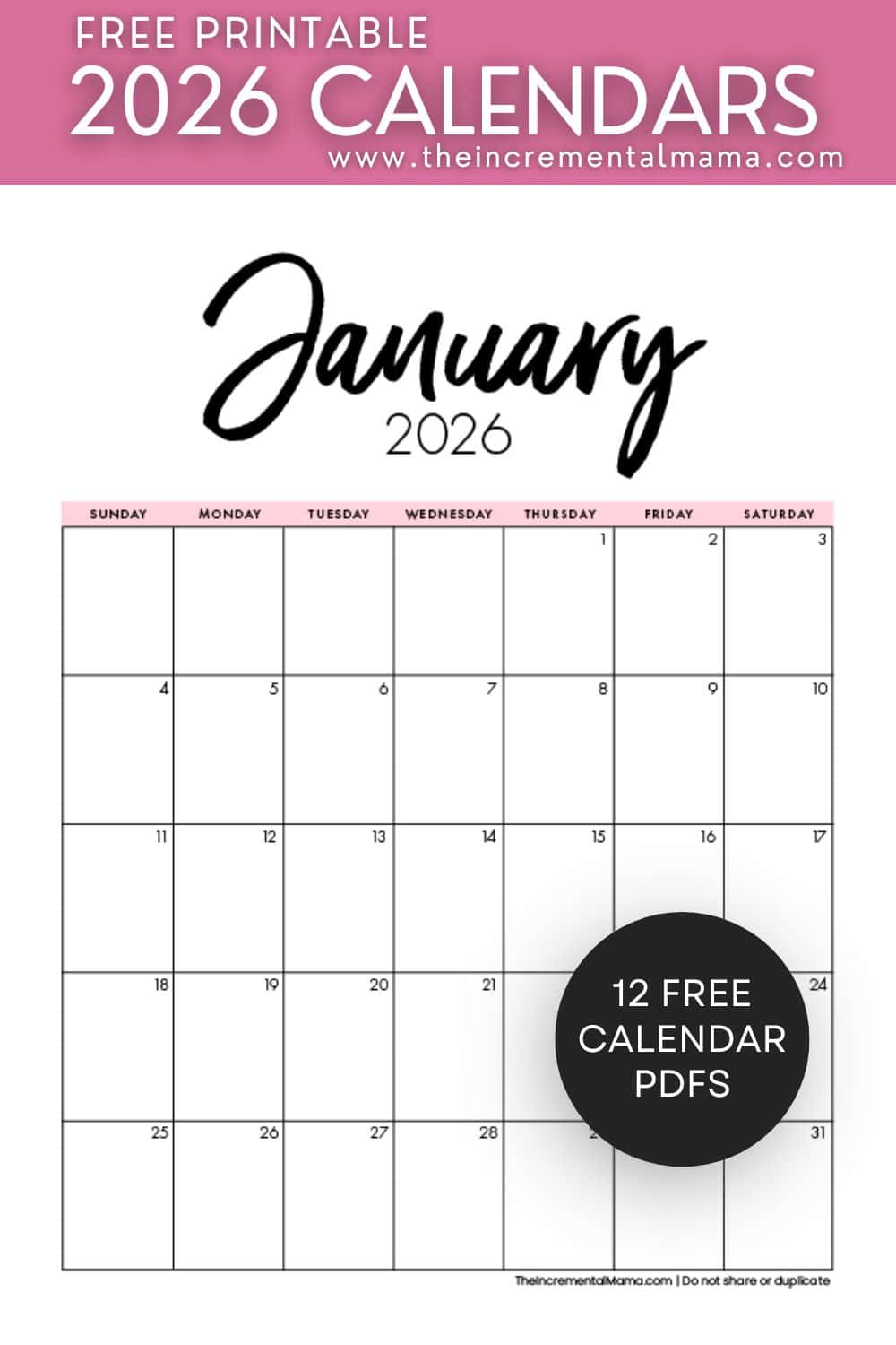 Free Printable 2026 Monthly Calendar Templates 4 Styles The 