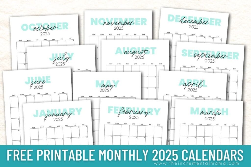 Cute 2025 Monthly Calendar Free Printable