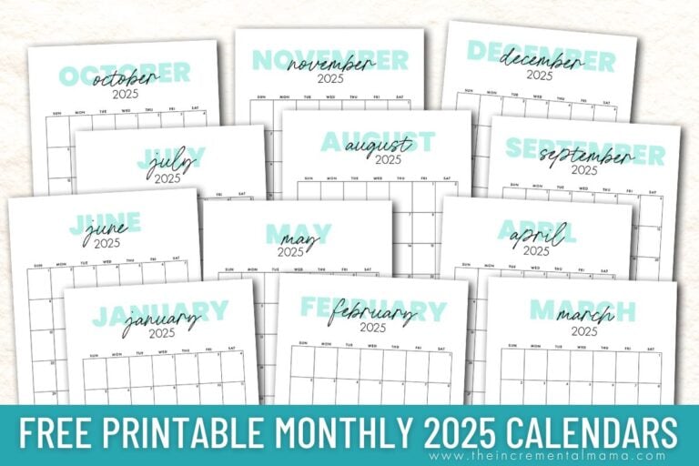 Cute 2025 Monthly Calendar Free Printable