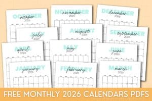 Cute 2026 Monthly Calendar Free Printable