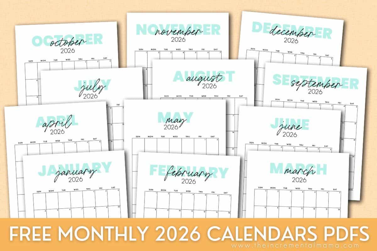 Cute 2026 Monthly Calendar Free Printable