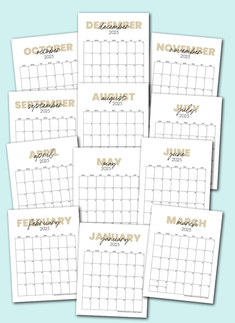 Free Printable 2025 Monthly Calendar (January - December PDFs) - The