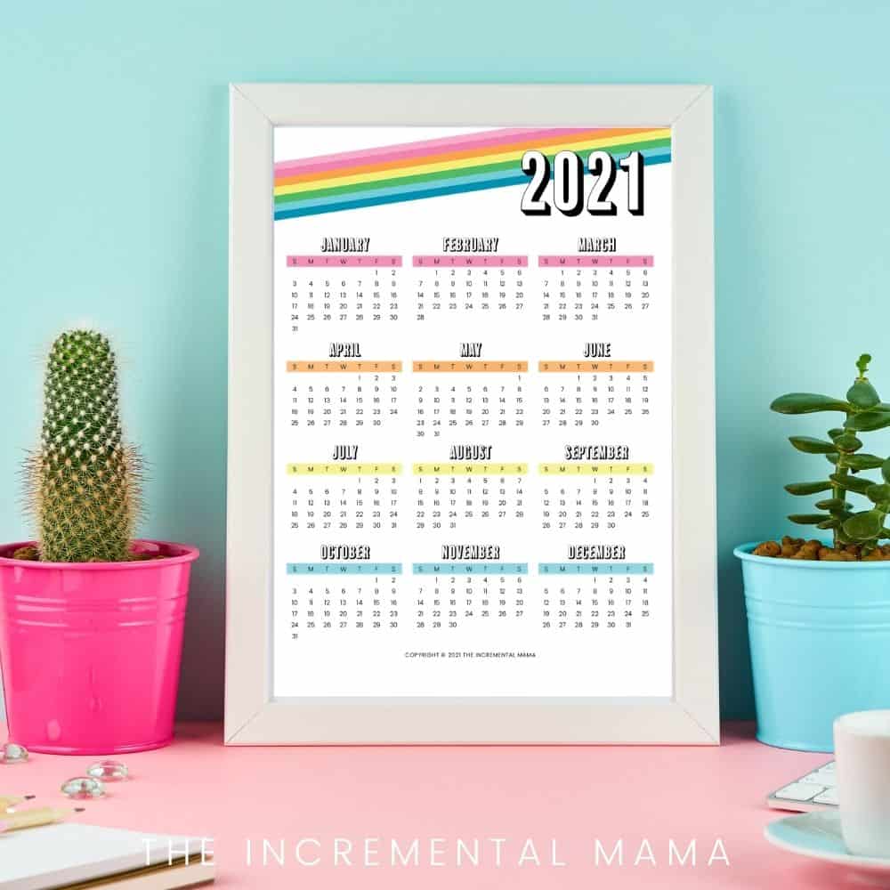 Year At A Glance Calendar 2021 Poster Calendar 2021 With Frame