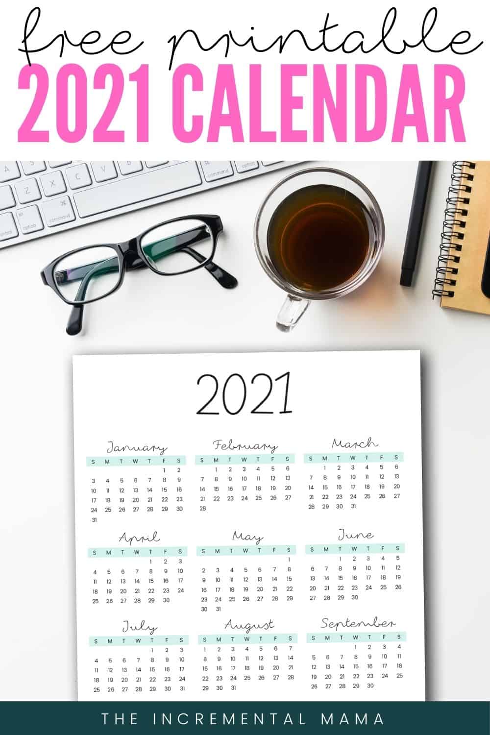 Cute Minimalist 2021 Calendar Free One Page Printable 