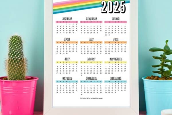 free rainbow calendar pdf