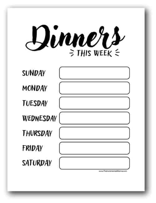 Free Printable Weekly Meal Planner + Calendar