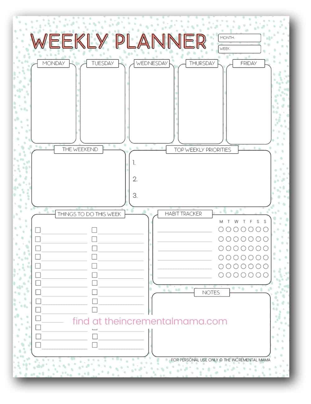 Free Cute Weekly Planner Printable To Get Organized