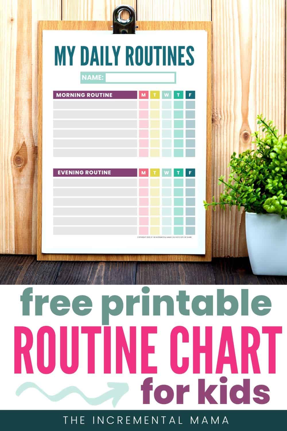 Free Printable Kid’s Daily Routine Chart Template The Incremental Mama