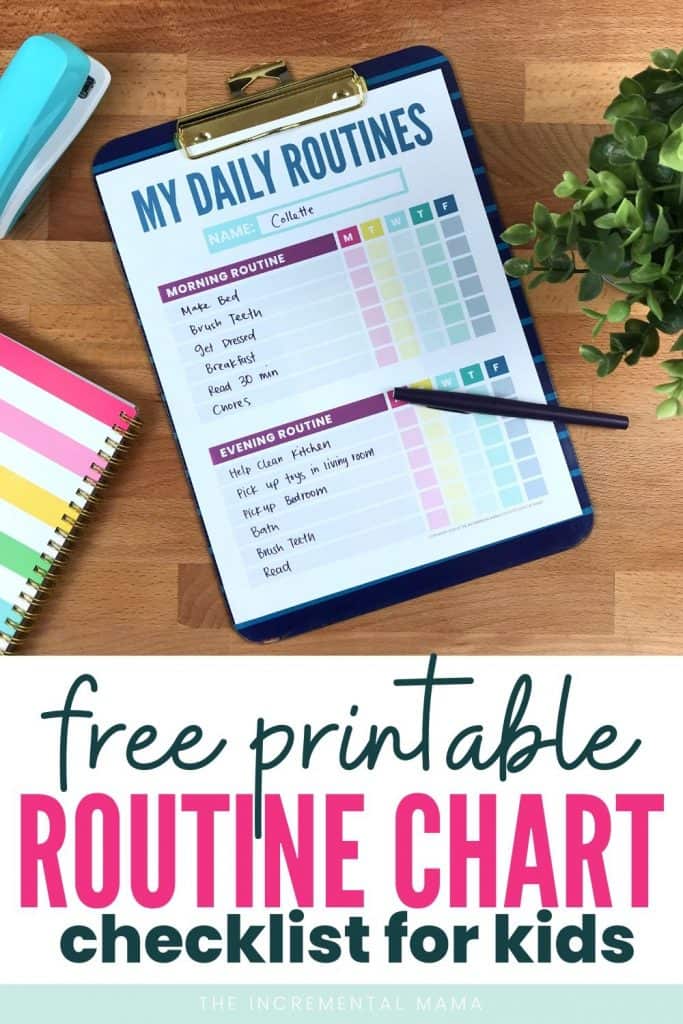 Free Printable Kid’s Daily Routine Chart Template - The Incremental Mama