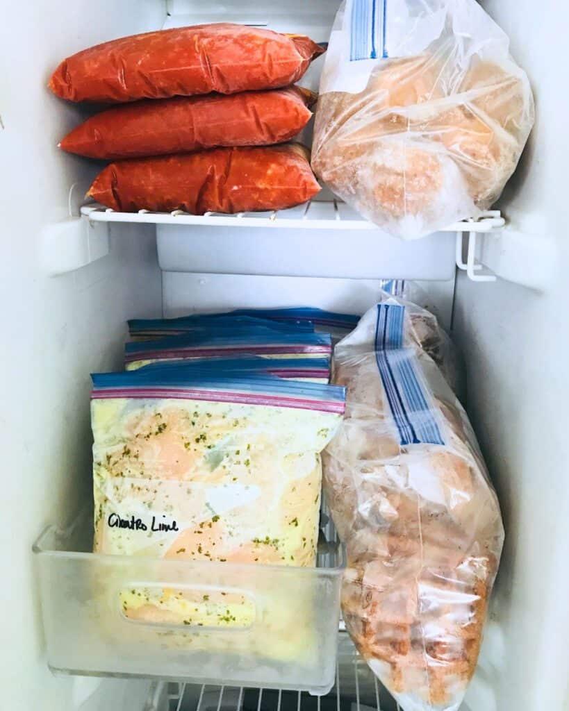 freezer full of meal prep foods