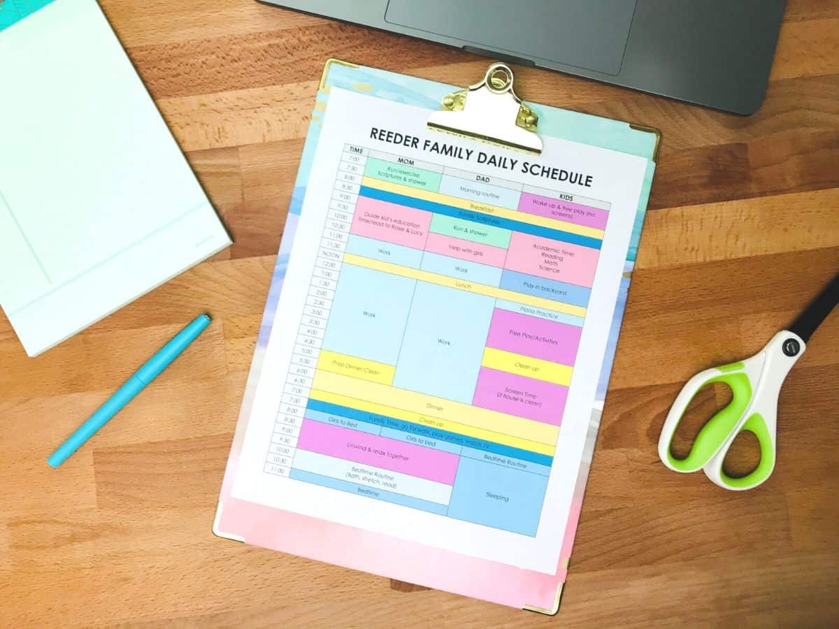 personalize your family's at-home daily schedule template