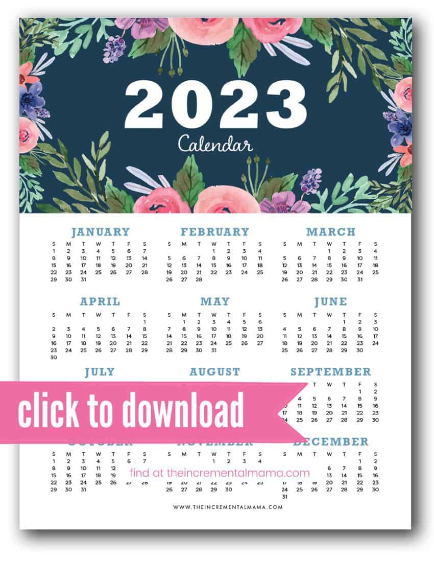 9 Free Printable OnePage Calendars for 2023