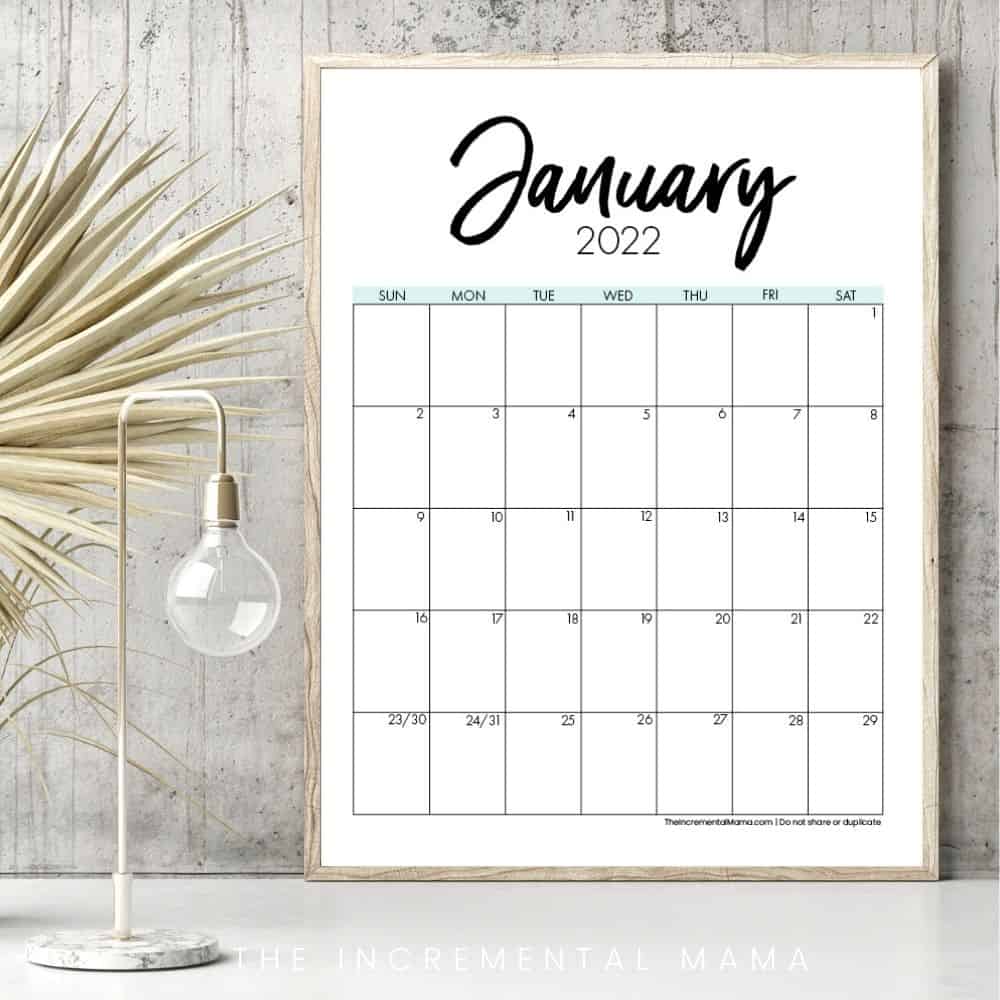 printable 2022 monthly calendar template