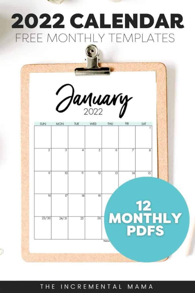 Free Printable 2022 Calendar Printable PDF Template