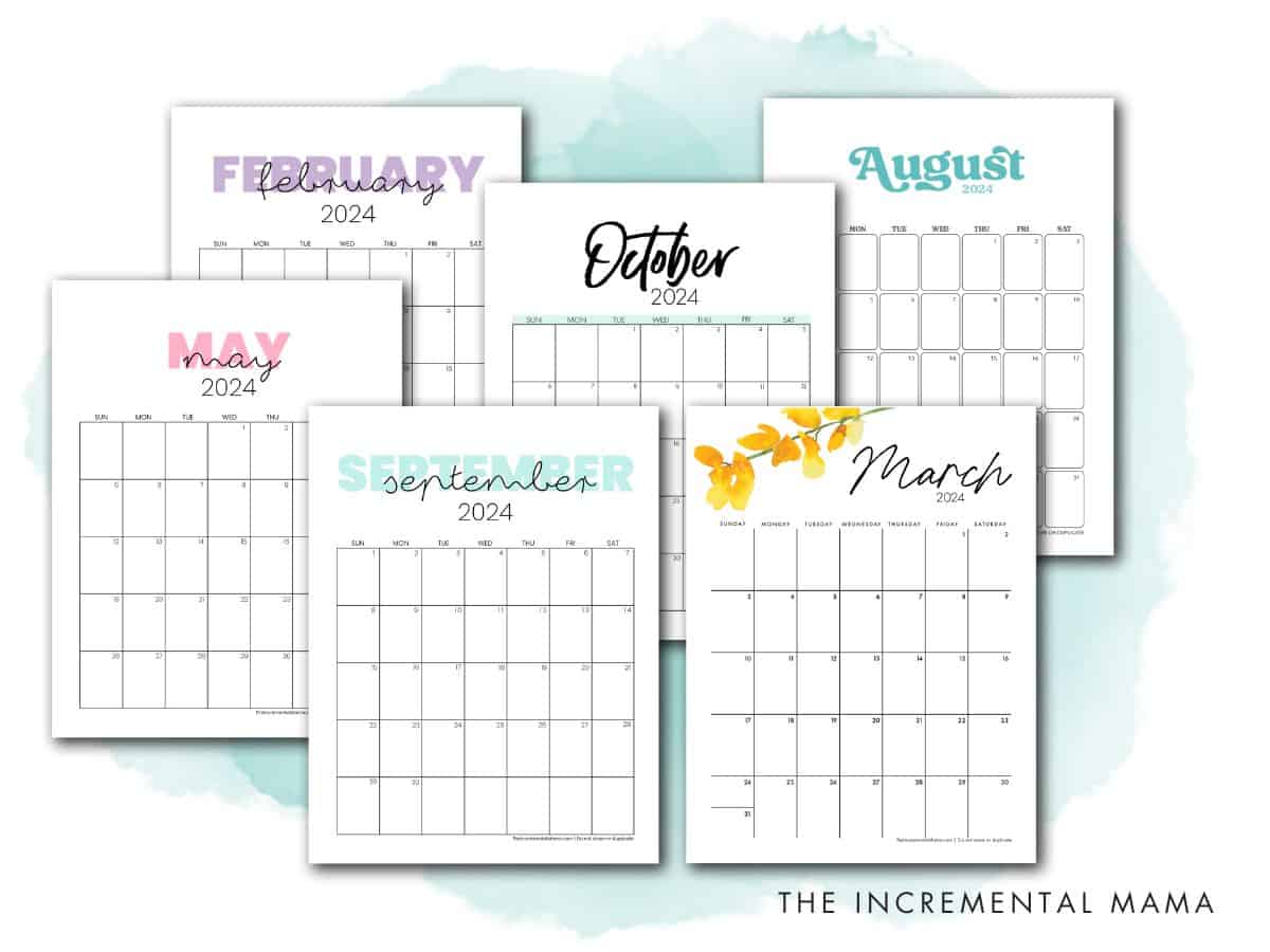 Cute Printable Calendars for 2024 (Free Monthly Templates) The