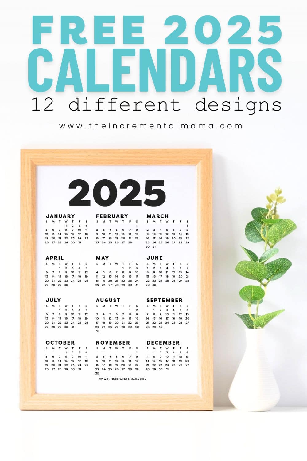 12 Free Printable OnePage Yearly Calendars 2025, 2026, 2027 The