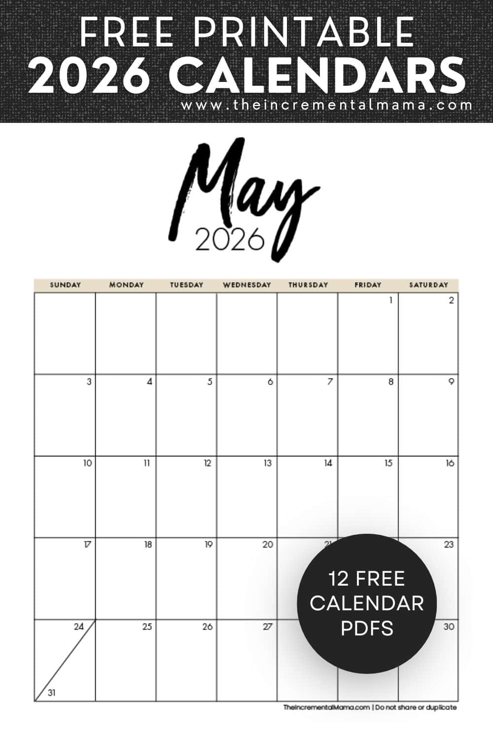 Free Printable 2026 Monthly Calendar Templates (4 Styles) - The ...