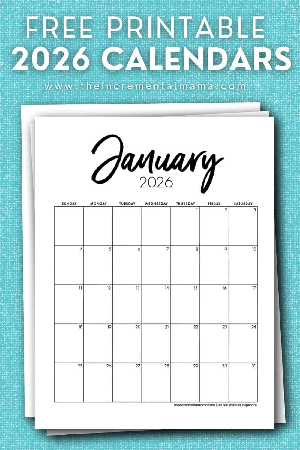Free Printable 2026 Monthly Calendar Templates 4 Styles The 