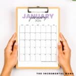 january 2026 purple calendar PDF
