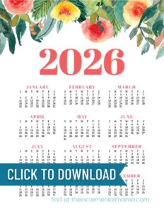 12 Free Printable One-Page Yearly Calendars - 2025, 2026, 2027 - The ...